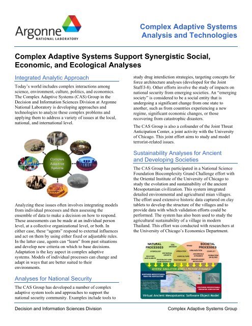 Complex Adaptive Systems Analysis and Technologies Complex ...