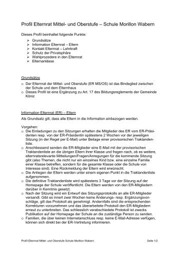 Profil des Elternrats - Schulen Wabern