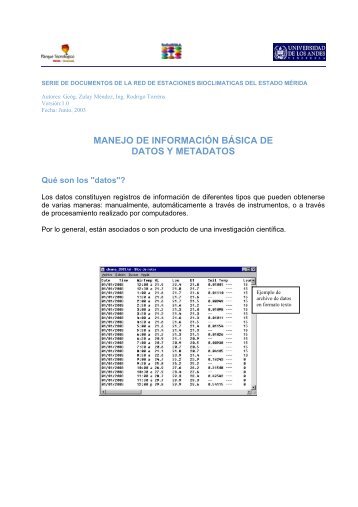 MANEJO DE INFORMACIÃN BÃSICA DE DATOS Y METADATOS