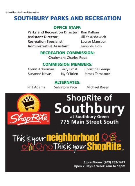 Winter/Spring Brochure - Town of Southbury, Connecticut