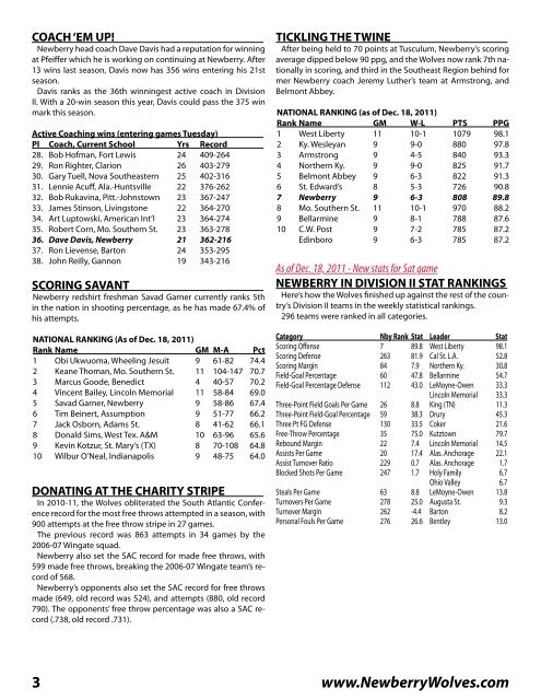 2011-12 newberry college wolves men's basketball game notes