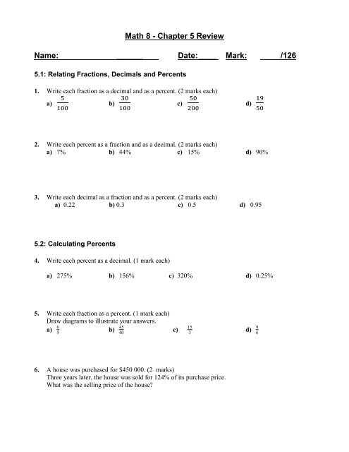 Chapter 5 Review - Harry Collinge High School