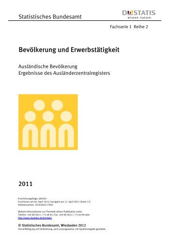 AuslÃ¤ndische BevÃ¶lkerung 2011-Destatis - Zukunft der Arbeit