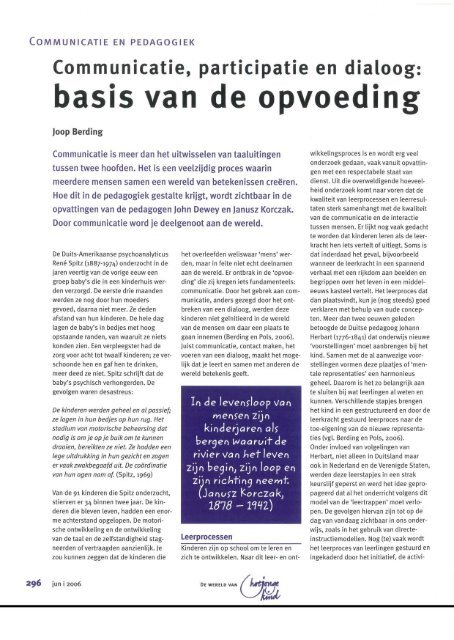 Communicatie, participatie en dialoog: basis van de opvoeding - hjk