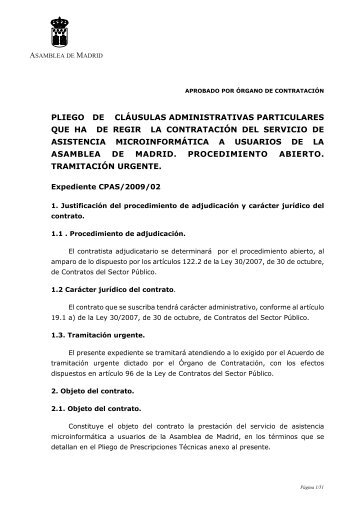 2. objeto del contrato - Asamblea de Madrid