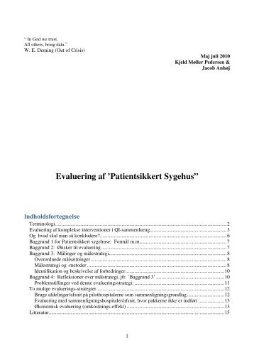 Evaluering af 'Patientsikkert Sygehus” - Sikker Patient