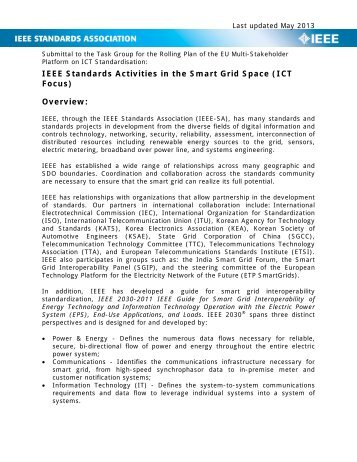 Smart Grid and Smart Metering - The IEEE Standards Association