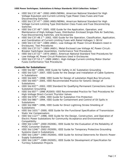 IEEE Power Switchgear, Substations & Relays Standards 2010 ...