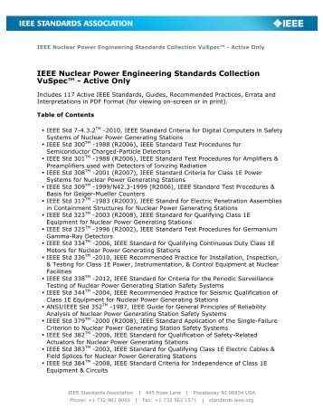 IEEE Nuclear Power Engineering Standards Collection VuSpec ...