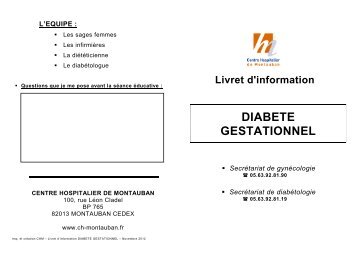 livret info DIABETE GESTATIONNEL - Centre hospitalier de ...