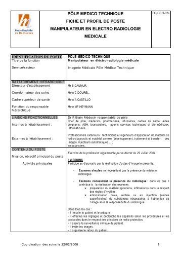 pÃ´le medico technique fiche et profil de poste manipulateur en ...