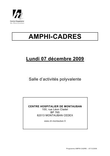 Programme AMPHI-CADRES - Centre hospitalier de Montauban