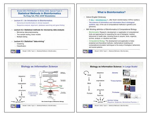 Statistical Methods In Bioinformatics What Is Bioinformatics? Biology ...