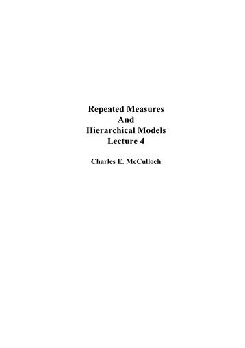 Repeated Measures And Hierarchical Models Lecture 4