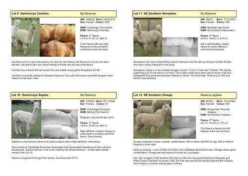 sales tender catalogue - Southern Alpacas