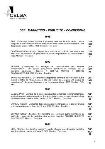 DSF : MARKETING â PUBLICITÃ â COMMERCIAL - Celsa