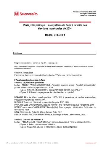 Plan de cours - Sciences Po