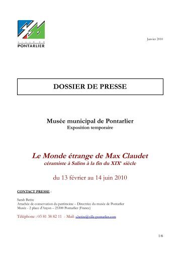 Le Monde Ã©trange de Max Claudet - Ville de Pontarlier
