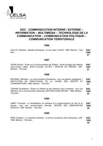 DSC : COMMUNICATION INTERNE / EXTERNE ... - Celsa