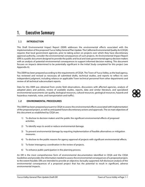 Section 1 Executive Summary - Town of Yucca Valley