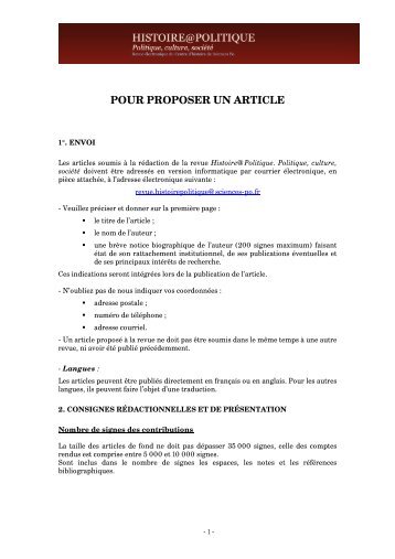 téléchargez la notice détaillée pour soumettre un article - Histoire ...