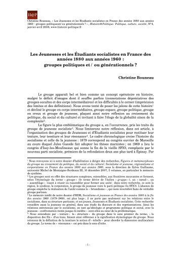 Les Jeunesses et les Étudiants socialistes en France des années ...