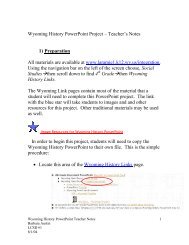Wyoming History PowerPoint Project â Teacher's Notes 1 ...