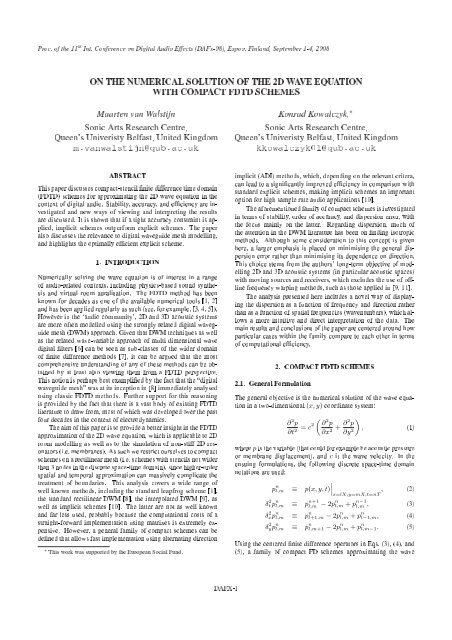 On the numerical solution of the 2D wave equation