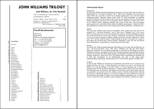 JOHN WILLIAMS TRILOGY - Tierolff Muziekcentrale