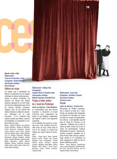 journal gratuit du théâtre de cavaillon - scène nationale n°6