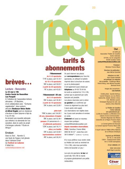 journal gratuit du théâtre de cavaillon - scène nationale n°6