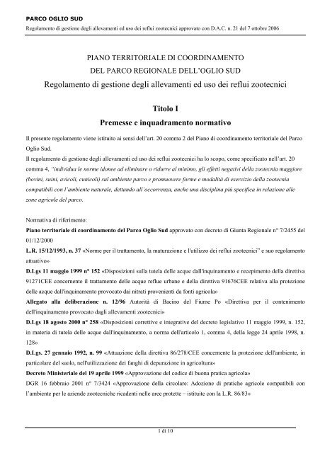 Regolamento zootecnico del Parco Oglio Sud (pdf - 147 KB)