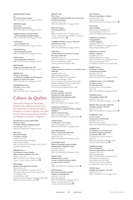 Consultez notre catalogue littÃ©raire 2012 - Les Ãditions Hurtubise