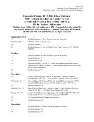 Cantare/ Jubilate Choir Schedule - Milwaukee Children's Choir