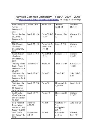 Revised Common Lectionary â Year A 2007 â 2008