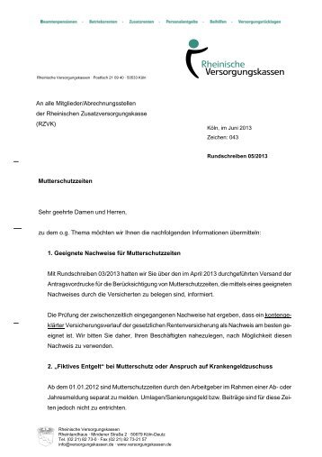 Rundschreiben 05 2013 - Rheinische Versorgungskassen