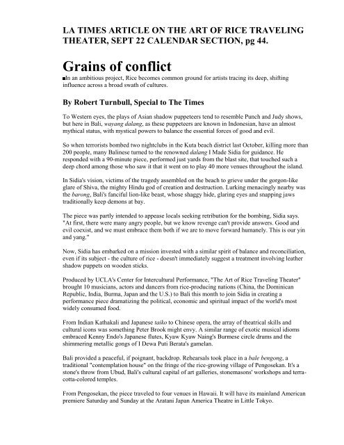 Grains of conflict - UCLA Department of World Arts and Cultures ...