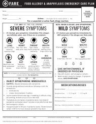 Food Allergy Action Plan Place