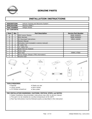 GENUINE PARTS INSTALLATION INSTRUCTIONS - Guidepoint