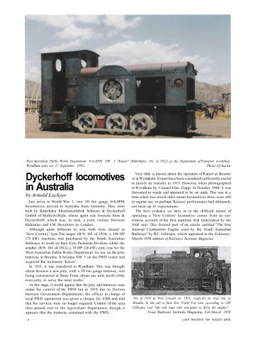 Dyckerhoff locomotives in Australia - Light Railway Research ...