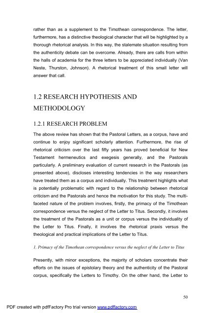 A Text centred rhetorical analysis of Paul's Letter to Titus