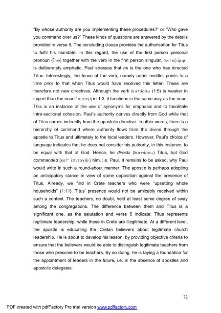 A Text centred rhetorical analysis of Paul's Letter to Titus