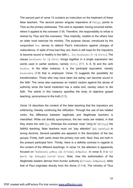 A Text centred rhetorical analysis of Paul's Letter to Titus