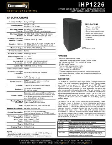 iHP1226 - Community Professional Loudspeakers