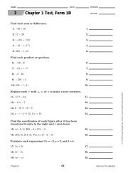 Chapter 2 Test, Form 2D - rSchoolToday