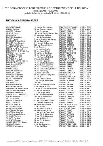 liste des medecins agrees pour le departement