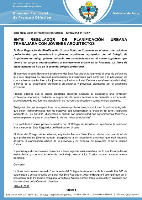 trabajo en conjunto entre el gobierno de jujuy y la direcciÃ³n general ...