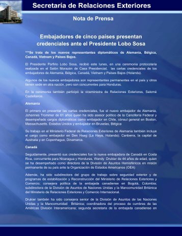 documento - SecretarÃ­a de Relaciones Exteriores de Honduras