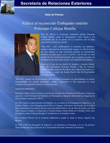 documento - SecretarÃ­a de Relaciones Exteriores de Honduras