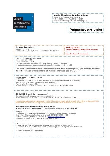 infos_pratiques_2012.. - Musée départemental Arles antique